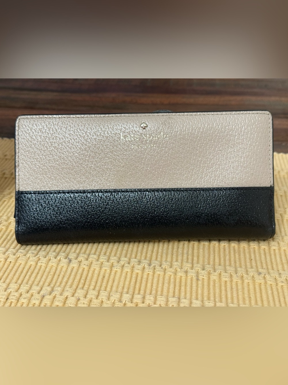 kate spade Two-Tone Black and Cream Leather Continental Wallet